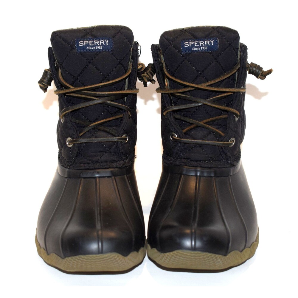 Sperry Duck Boots Womens Size 8M Waterproof Black Rain Snow Lace Up Boots